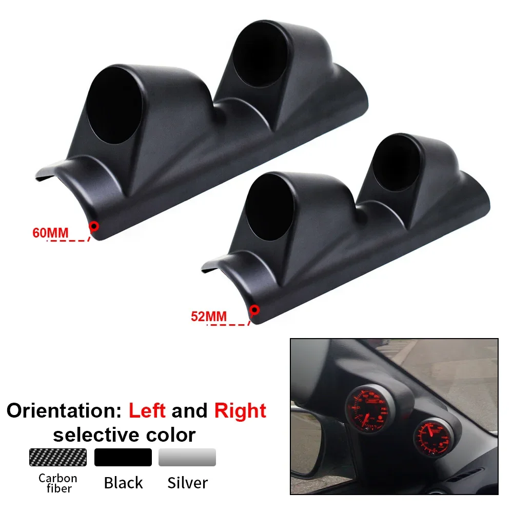 52mm 60mm Universal Car 2 Hole Left/Right Hand Auto Dual Holes A-Pillar Holes Double Hose Guage Holder Pod Modified Instrument car meters holder
