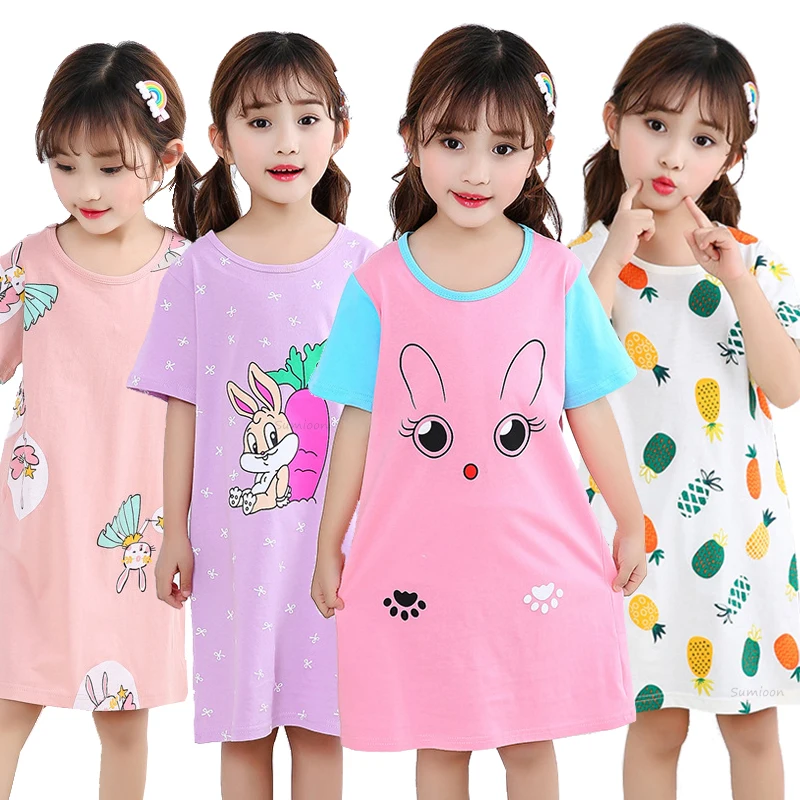 Fashion Children Clothing Summer Girls Dresses Baby Pajamas Cotton Princess Nightdress Girl Sleepwear Kids Unicorn Nightgown