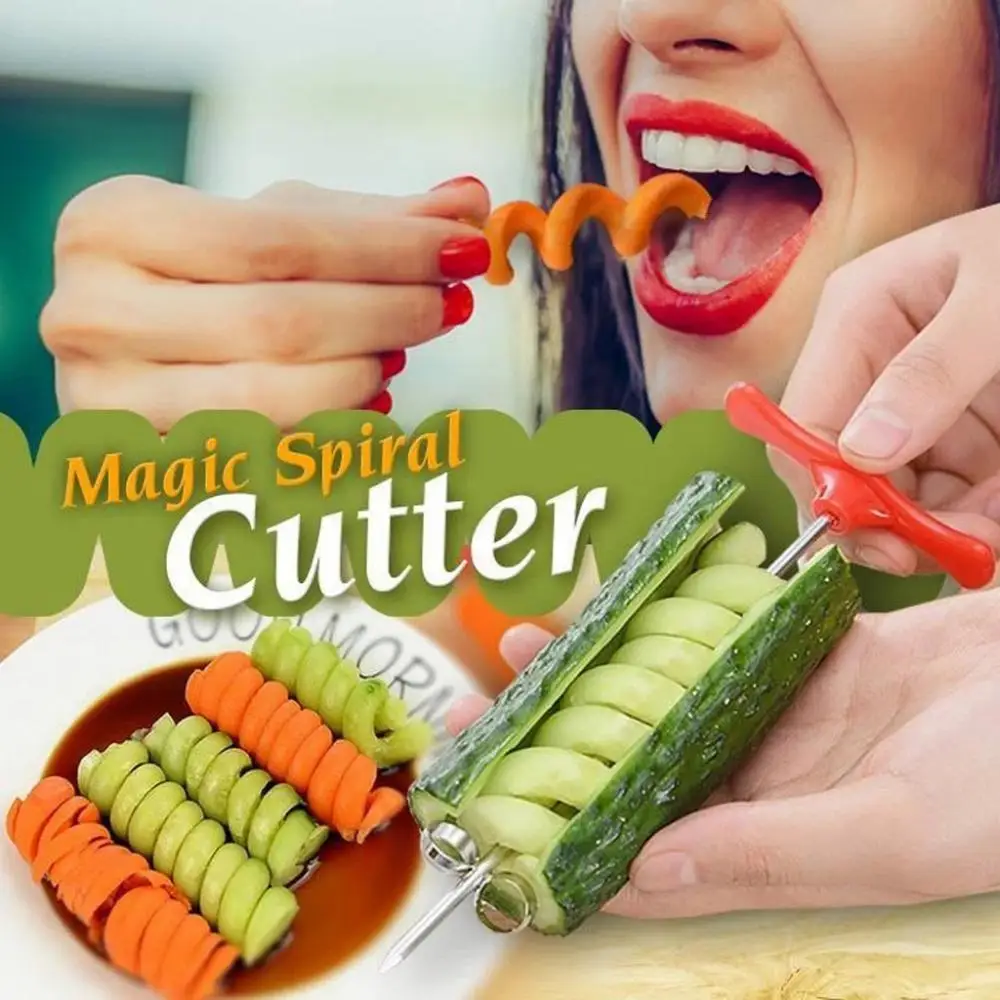 Stainless Steel Rotate Potato Slicer Twisted Potato Slice Cutter Spiral Manual Vegetables Spiral Knife Creative Kitchen Gadgets