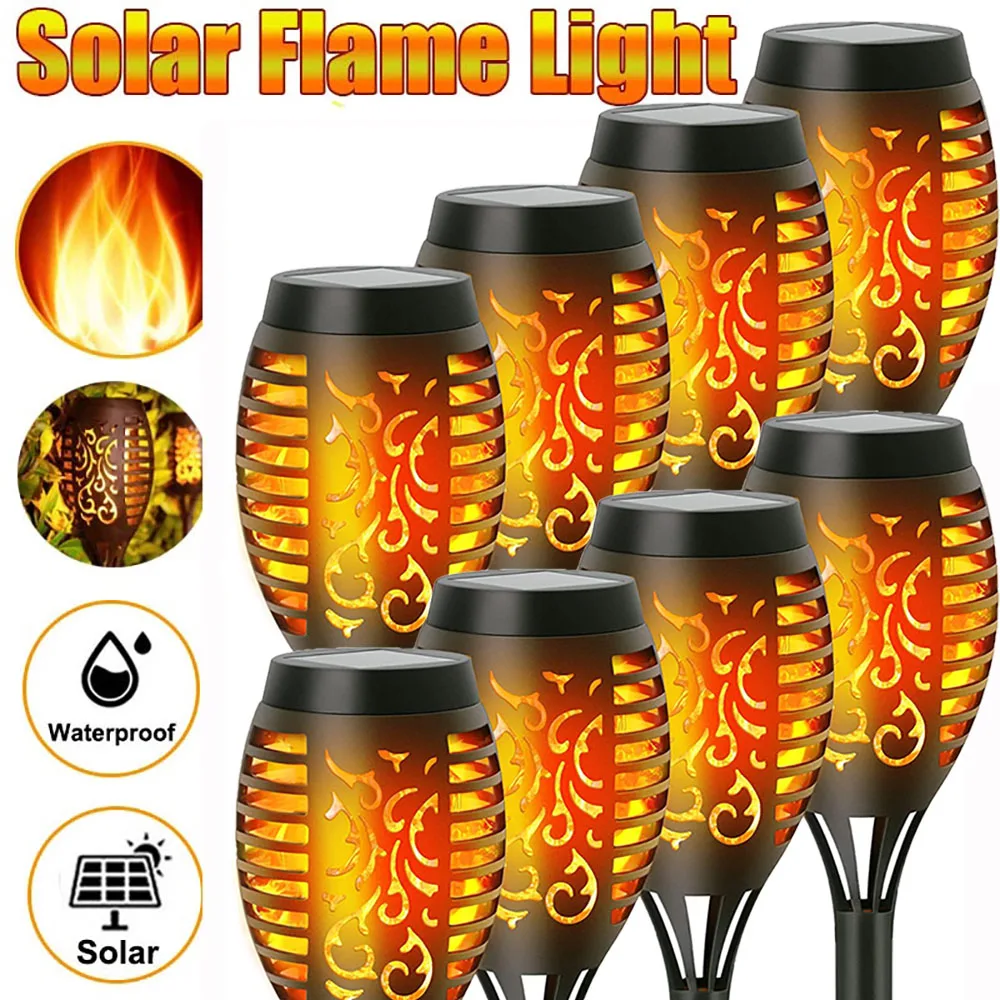 Solar Flickering Dancing Flame Lights Waterproof Solar Torch Lights for Outdoor Garden Patio Pathway Yard Driveway Decorative