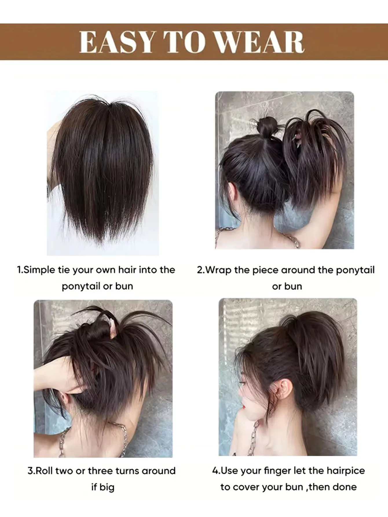 Synthetic Hair Bun Extensions for Women Straight Fluffy Chignon