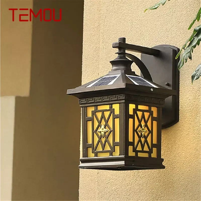 

TEMOU Solar Wall Light Fixture Outdoor Modern LED Waterproof Patio Lighting For Porch Balcony Courtyard Villa Aisle