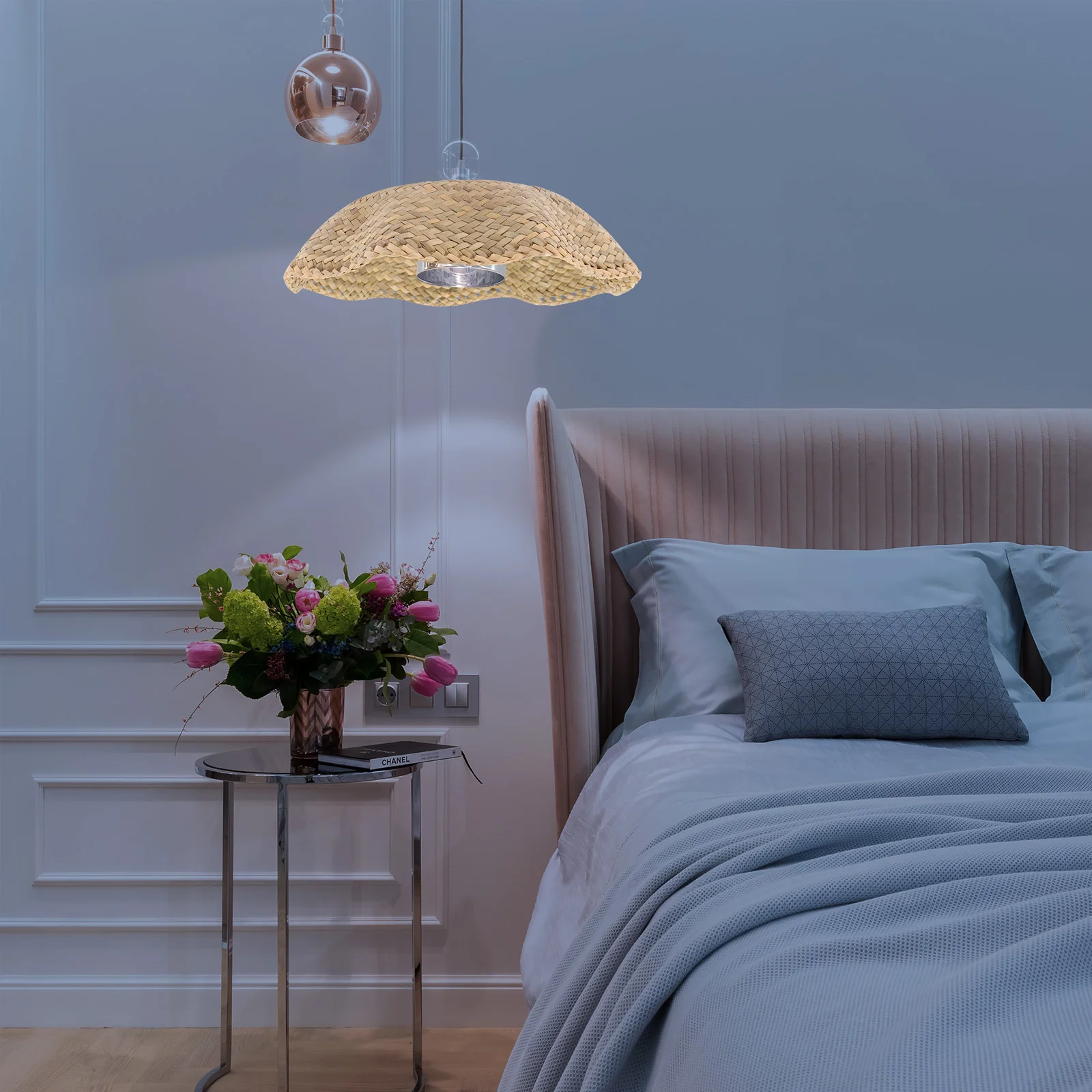 

Hanging Lamp Shade Woven Light Shade Straw Braided Chandelier Lampshade Cover