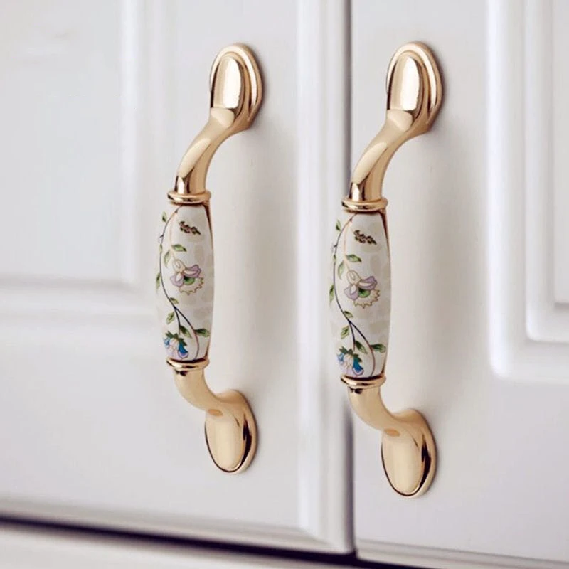 Antique Ceramic Cabinet Handles Chinese Vintage Drawer Knobs Wardrobe Furniture Pulls European Cupboard handle Hardw