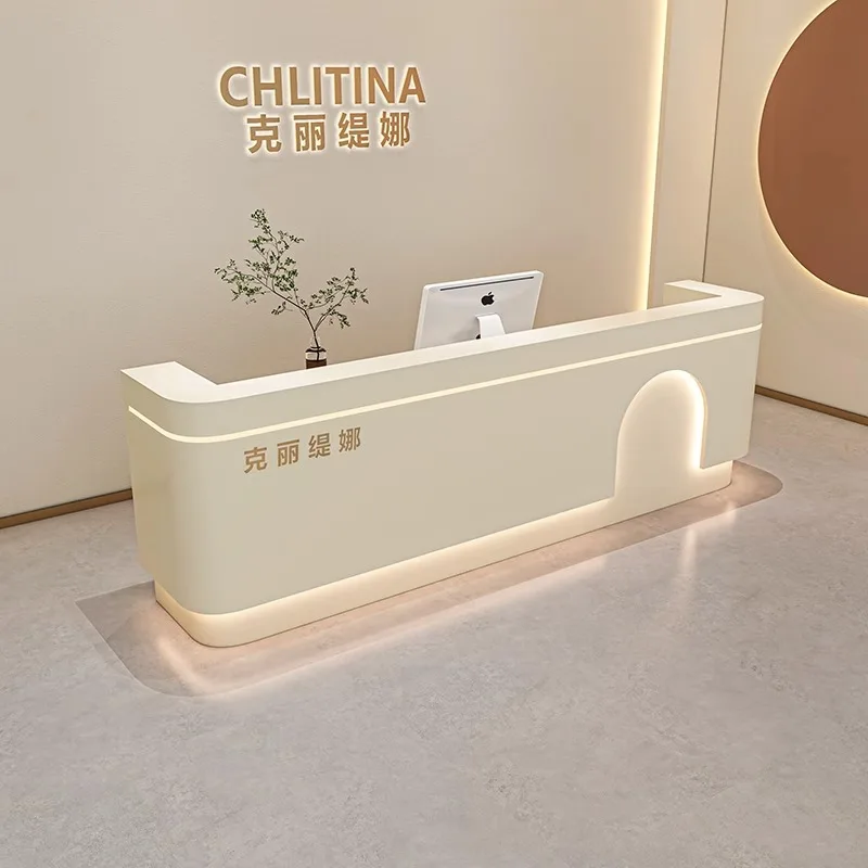 Long Vanity Reception Desk Restaurant Salon Checkout Counter Luxury Reception Desks Beauty Escritorio Minimalist Furniture ccc fcc ce rohs kc 32 inch restaurant self payment kiosk nfc msr touch screen self checkout kiosk