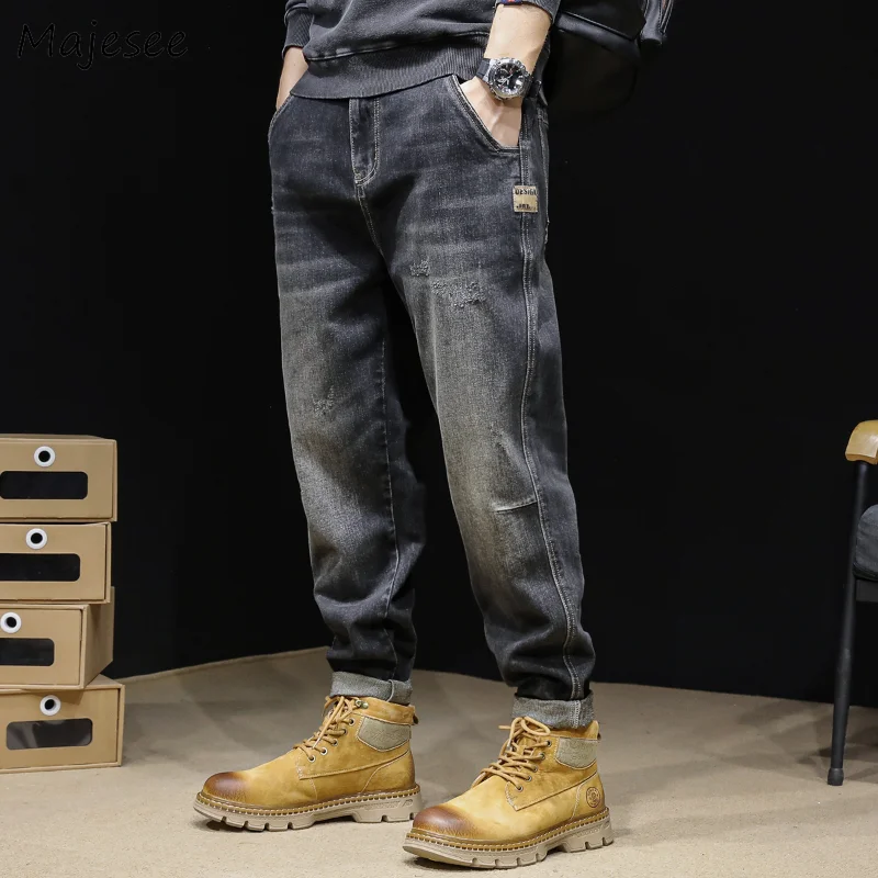 

Men Jeans Handsome Streetwear American European Stylish Hipsters Designer Cool Chic Denim Trousers Washed Teens Design All-match