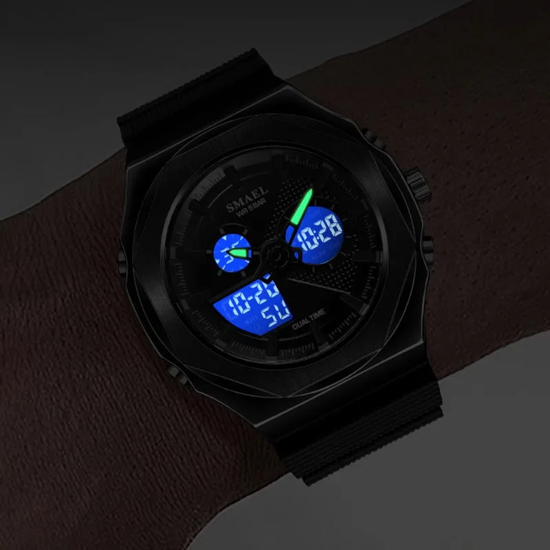 SMAEL Sport Digital Watch Women 50M Waterproof Lady Watches 8102 Dual Time Diaplay LED Back Light