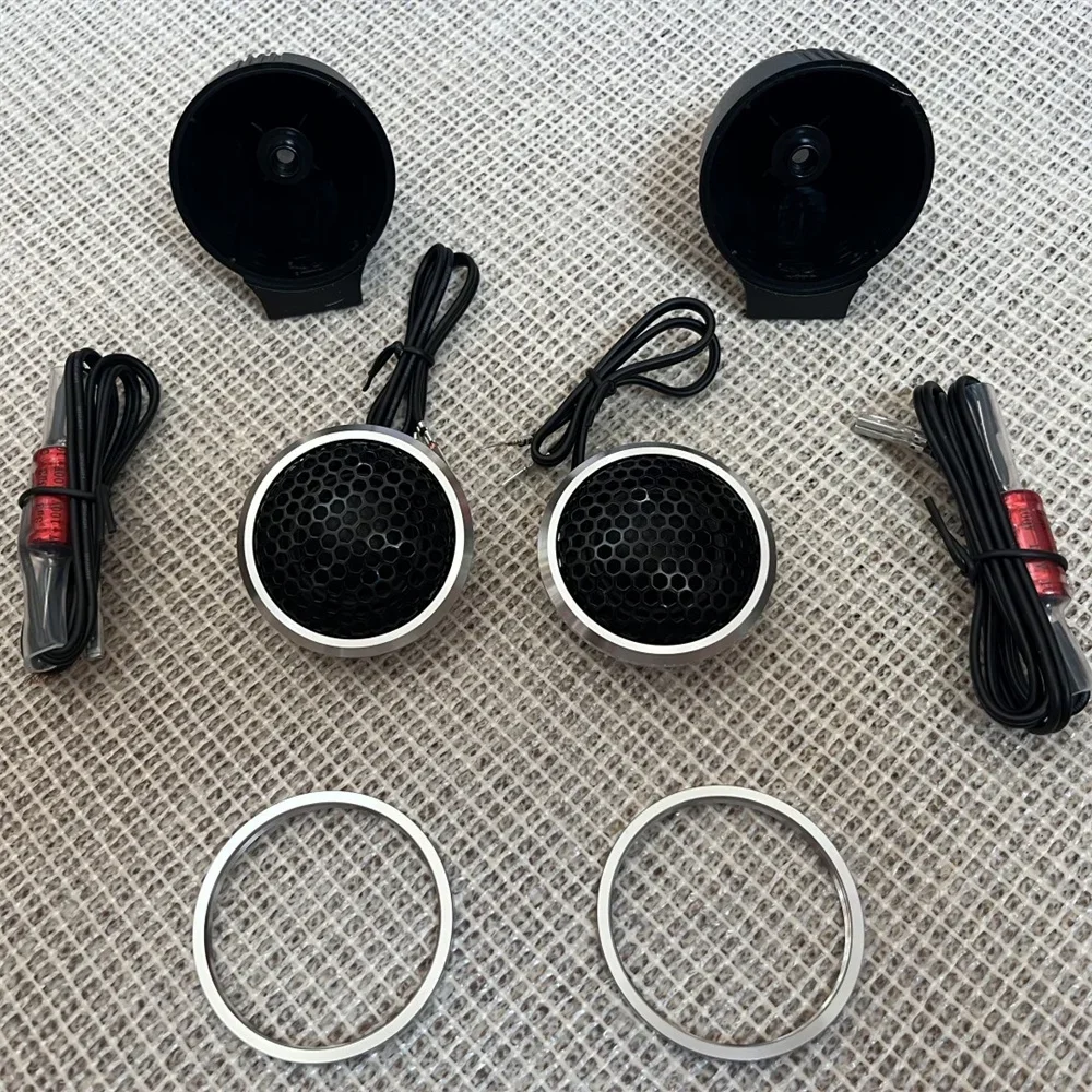 Dome Tweeter Speakers Automobile Plastic Shell Bracket 25mm Silk Film Tweeter Car Audio Modification Car 100W Speaker Set with Capacitor