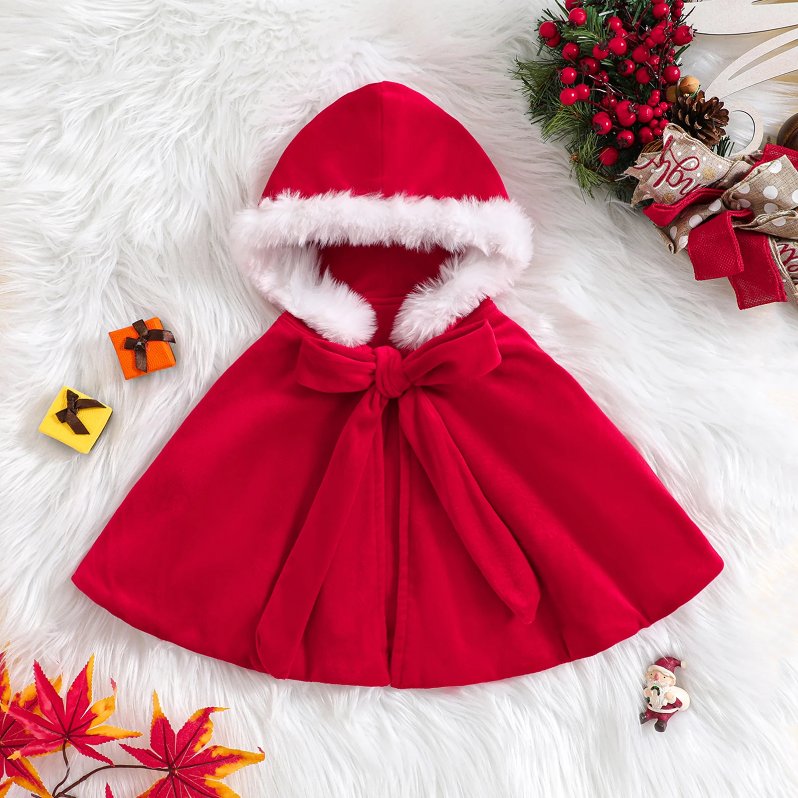 Fashion Children Christmas Cape Princess Baby Girls Plaid Hooded Poncho Cloak Role-playing Cosplay Costume For Toddler Coats