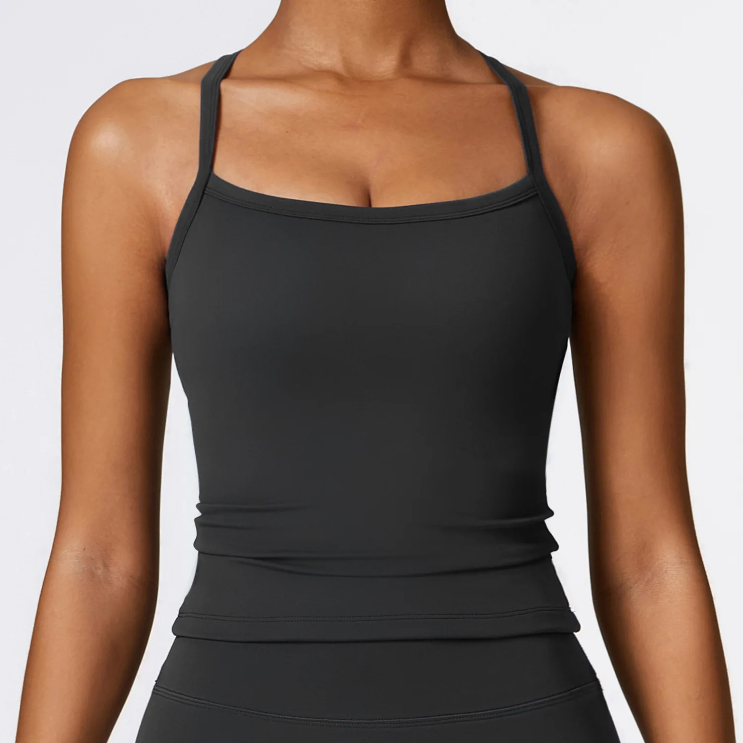 Crossed Back Wide Strap Push-up Sports Bra Women Shock Proof Running Fitness Sweat Absorption Top Padded Workout Yoga Tanks 3