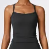 Crossed Back Wide Strap Push-up Sports Bra Women Shock Proof Running Fitness Sweat Absorption Top Padded Workout Yoga Tanks 3