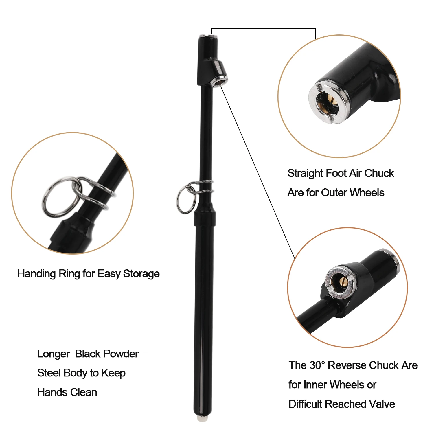 ATsafepro Car Tire Pressure Gauge 10-150 Psi Truck Pressure Gauge Heavy Duty Pen Tyre Gauge Long Zinc Alloy Dual Head Pen Shape