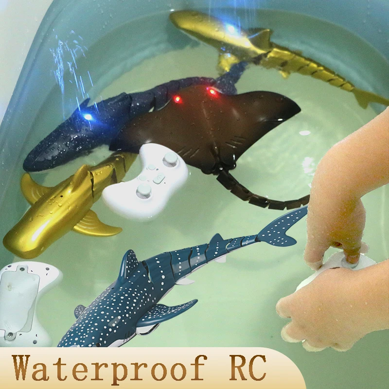 Water Swimming Pools Tub Robots Remote Control Sharks Baby Bath Toys for Boys Children Kids Electric Rc Animals Bionic Fish Ship