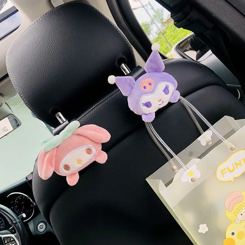 

Kawaii Sanrio Kuromi Car Hook My Melody Cartoon Back Seat Organizer Holder Clip Storage Hanger Automotive Interior Accessories