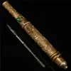 8.66" Antique Chinese purple copper inlay gem Dragon head Sleeve arrow sword 1