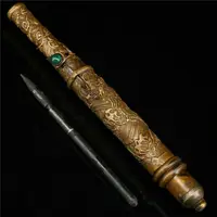 8.66" Antique Chinese purple copper inlay gem Dragon head Sleeve arrow sword 1