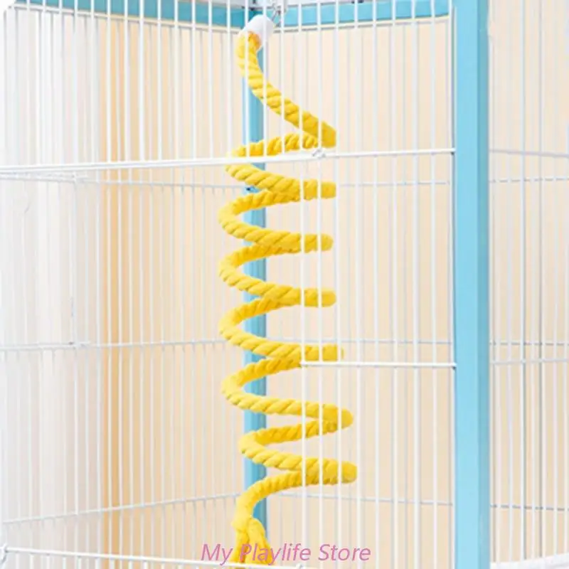 Bird Swing Toy Parrots Cage Toy Spiral Swing Pet Supplies Cotton Ladder Training for Small Size Birds Parrots Playstand