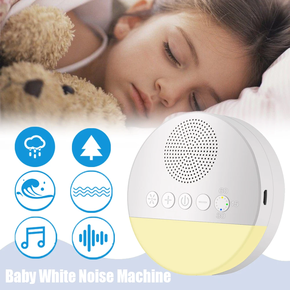 Baby Sleep White Noise Machine USB Rechargeable Timed Shutdown Sleep Machine Baby Sound Player Night Light Timer Noise Player
