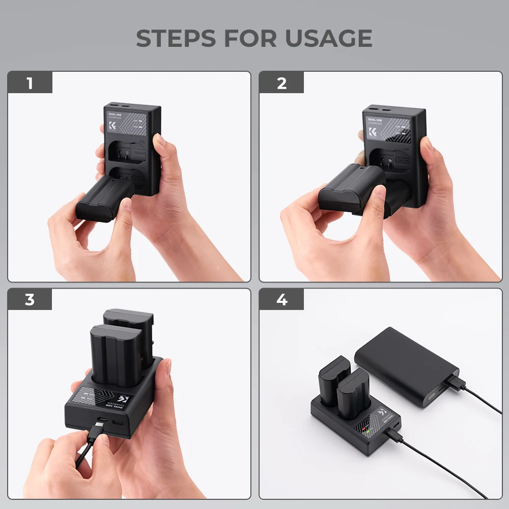 K&F Concept EN-EL15 EN-EL15A EN-EL15B 2 Pack Battery and Charger for Nikon Z6 Z7 D780 V1 D850 D810 D810A D800 D800E D750 Cameras 4