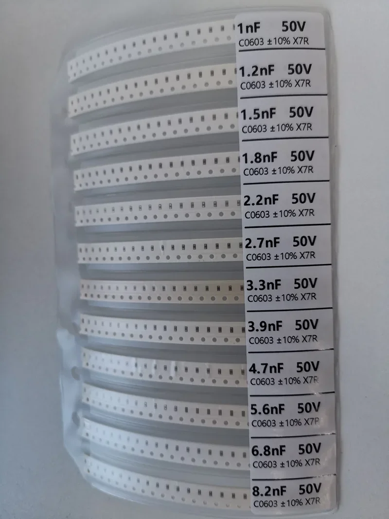 Capacitor kit 0201 0402 0603 0805 1206 smd Capacity Page each value*25PCS Sample Kit Capacitor 470nf 1nf 10nf 1uf 10uf 22uf smd capacitor