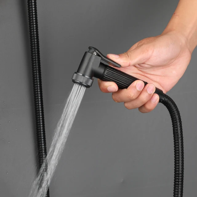 ก๊อกน้ำฝักบัว KEMAIDI สีดำ แบบ 4 ทาง ระบบฝักบัวแบบเรนชาวเวอร์ ผสมน้ำร้อนน้ำเย็น พร้อมหัวฉีดชำระและชั้นวางของในห้องน้ำ 3