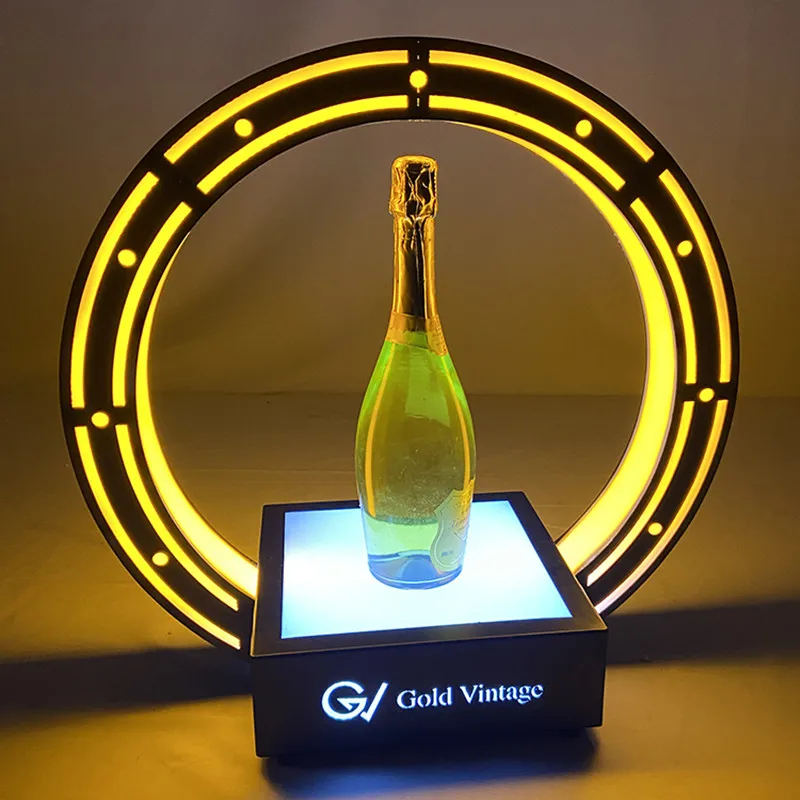 Rechargeable Champagne Bottle Presenter LED Wine Rack Holder Cocktail Whisky Tray Base Display For NightClub KTV Bar Party