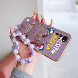 Dancing Butterfly Phone Accessory Set - Case, Lanyard & Rabbit Stand - Motorola Moto G22 (PURPLE)
