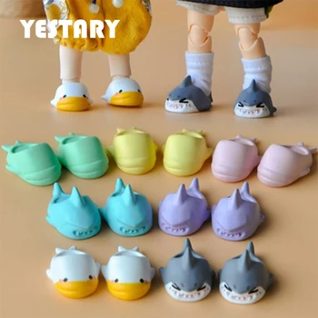 YESTARY-BJD 인형 의류 인형 액세서리 신발, 1/12 인형 Ob11 몰리 귀여운 상어 오리너구리 슬리퍼, 2.4cm 크기 발 인형