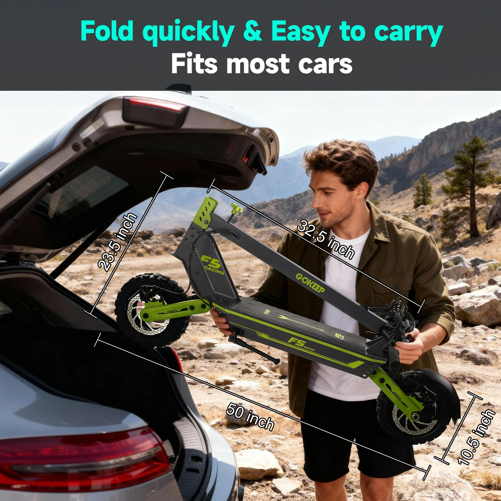 Monopattino Elettrico Gokeep F5 1000W 52V 20Ah 11" Fuoristrada per Pendolarismo Urbano Pieghevole con Doppia Sospensione Idraulica 70-80km 55km/h - immagine 4