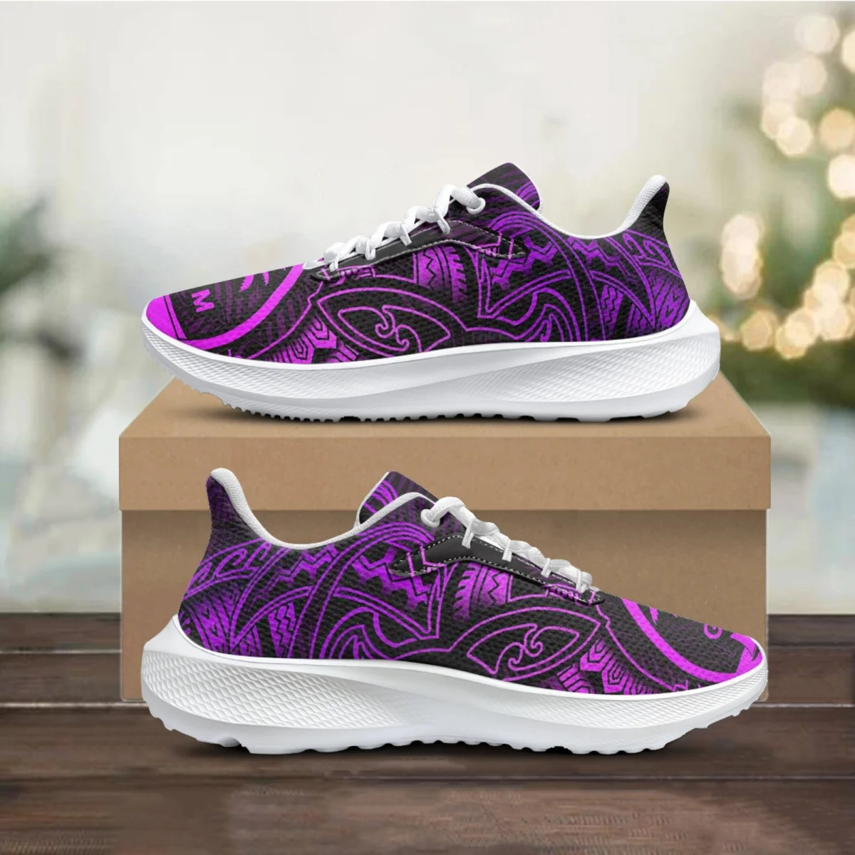 

2023 Women Sneakers Polynesian Totem Designer Casual Lace Up Walking Shoes Outdoor Girls Boys Trendy Flats Shoes Female Footwear