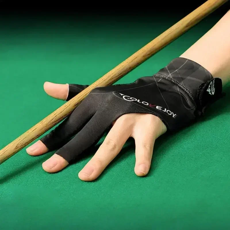 Billiard Gloves Billiard Training Accessory Billiards Glove Left Hand Three Finger Snooker Billiard Glove Non Slip Stickers Elasticity Billiard Training Gloves Accessories