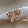 Light Luxury Zircon Stud Earrings Women's Fashion Flower Leaf Earrings Elegant Imitation Pearl Ear Stud Party Wedding Jewelry 1