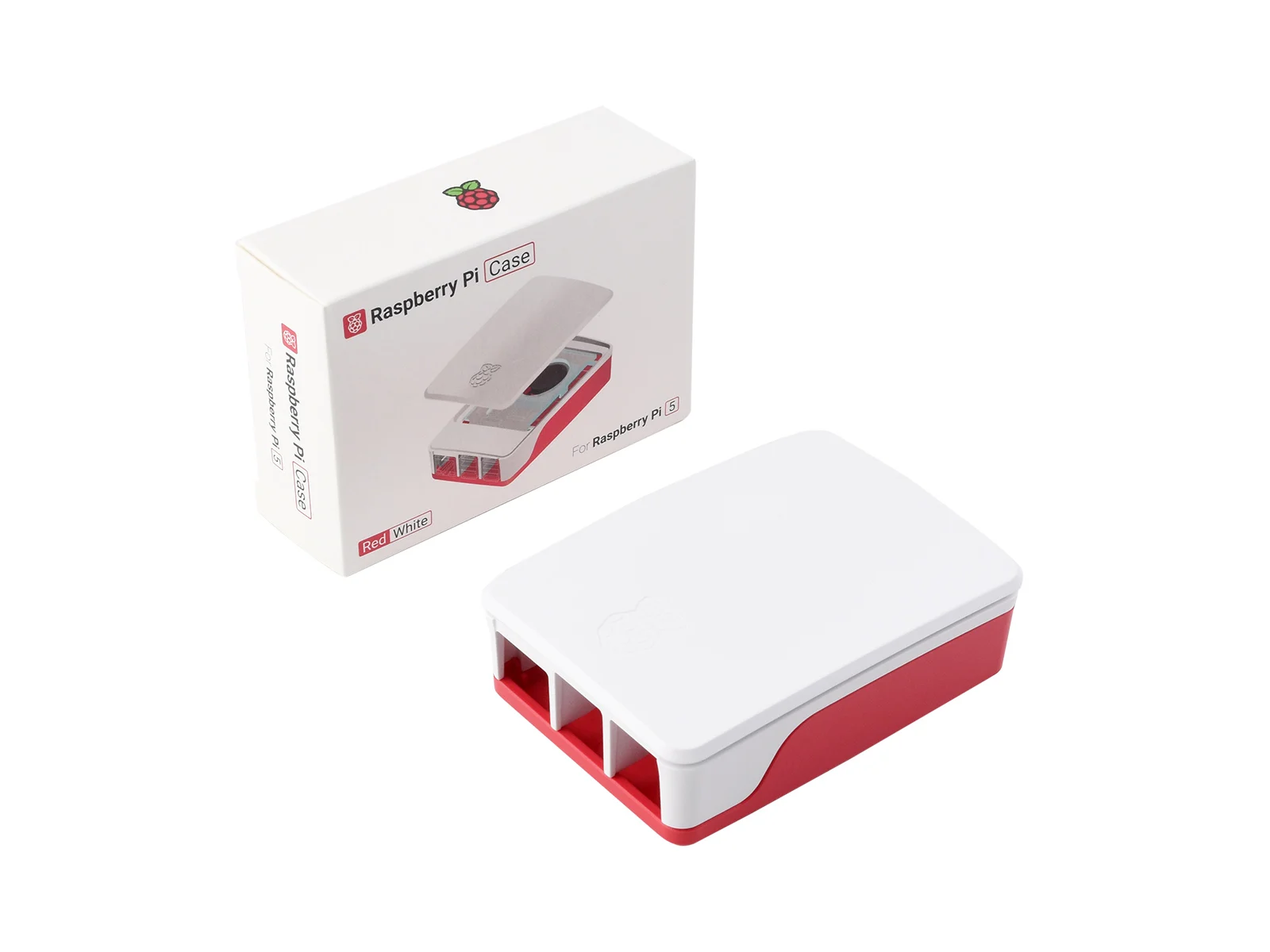 Custodia Ufficiale Raspberry Pi Per Raspberry Pi 5, Ventola Di Raffreddamento Integrata, Colore Rosso/Bianco Adatta Per Raspberry Pi 5
