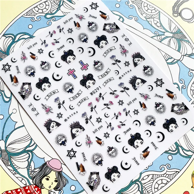 TSC-119 TSC-282 TSC-130  Japanese hot blooded anime 3D Back glue Nail Art Stickers Decals Sliders Nail ornament decoration WG291