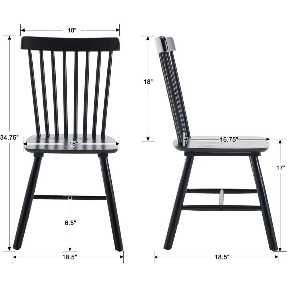 Windsor Dining Chairs Set of 6 Armless Dining Room Chair with Spindle Back,Farmhouse Side Chair,Solid Wood 2