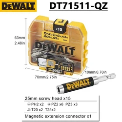 Premium Screwdriver Bit Set with Telescopic Magnetic Holder - 16 Pieces (DT71511)