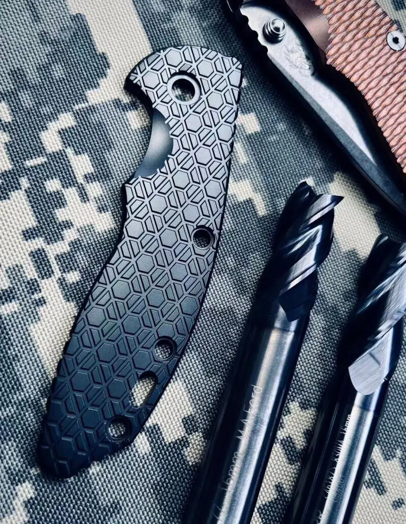 

1Pc Custom Made Honeycomb Black Diamond Coating TC4 Patch for Rick Hinderer Knives XM18 3.5 Knives DIY Accessories