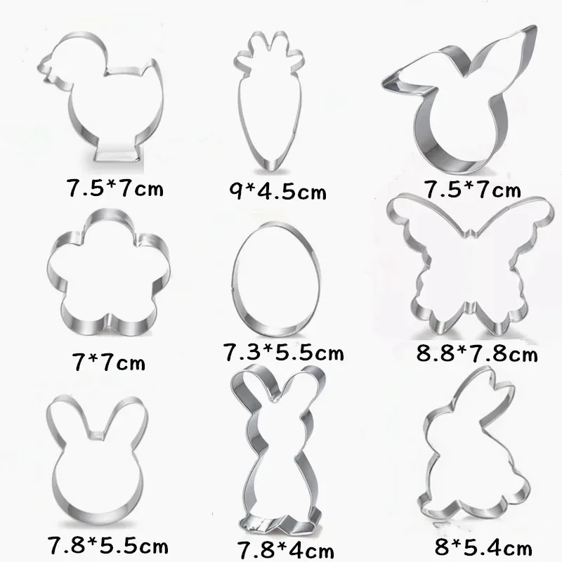 New Easter Cookie Cutter Set Bunny Egg Flower Rabbit Face Chick Carrot Butterfly-Stainless Steel Fondant Cutter Mold Baking Tool cookie cutter fondant cutter baking mold