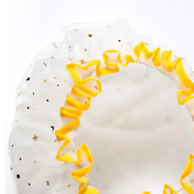 Double-layer Shower Cap Adult Ladies PVC Waterproof Bathing Hat Kitchen Oil-proof Bathroom Bathing Household Shower Cap