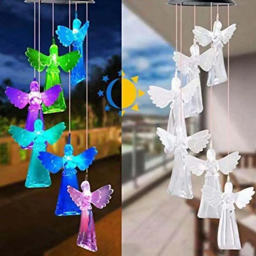 

Decorative Wind Chimes Led Wind Chimes Enchanting Solar-powered Angel Wind Chimes Waterproof Led Light Auto On/off Christmas