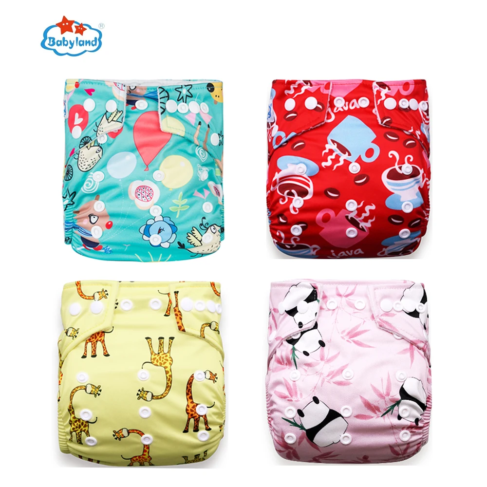 BABYLAND 2023 New Fashion Style Baby Nappy 4pcs/set Diaper Cover Washable Reusable Cloth Diaper