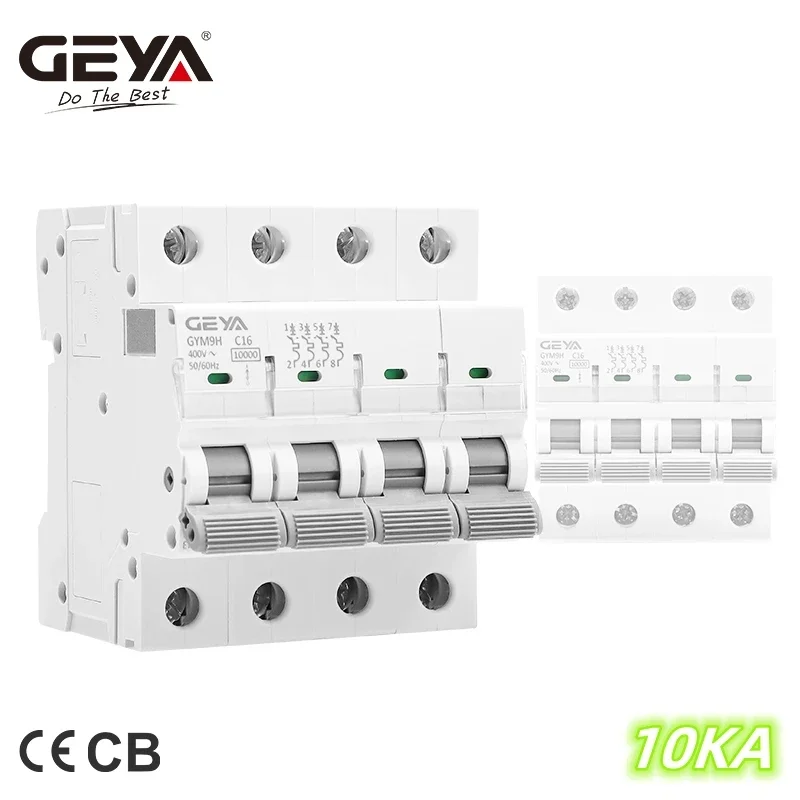 Geya-interruptor Gym9h 10ka Mcb 4p 6a 10a 16a 20a 25a 32a 40a 50a 63a 220v Curva de c ce cb Aprovado