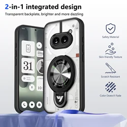 Transparent Acrylic Magnetic Stand Back Cover with Shockproof Bumper - Nothing Phone (2a) Plus (Black)