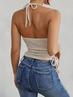 2026 Spring Summer Women Sexy Backless Halter Vest Sleeveless Crop Tops Hot Sale - Image 2