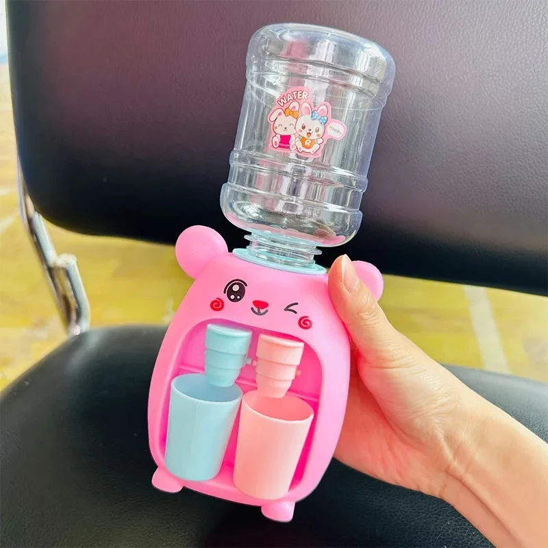 Mini Children Water Dispenser Toy Cute Cartoon Water Juice Milk Drinking Fountain Pretend Play Kitchen Toys for Boys Girls Gift