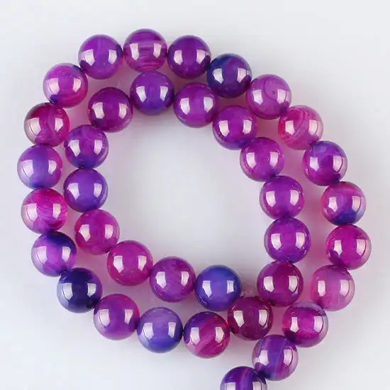 

TUMBEELLUWA Natural 10mm Round Purple Colorful Agate Stone Bead Loose Spacer Beads For Jewelry Making DIY Necklace Accessories