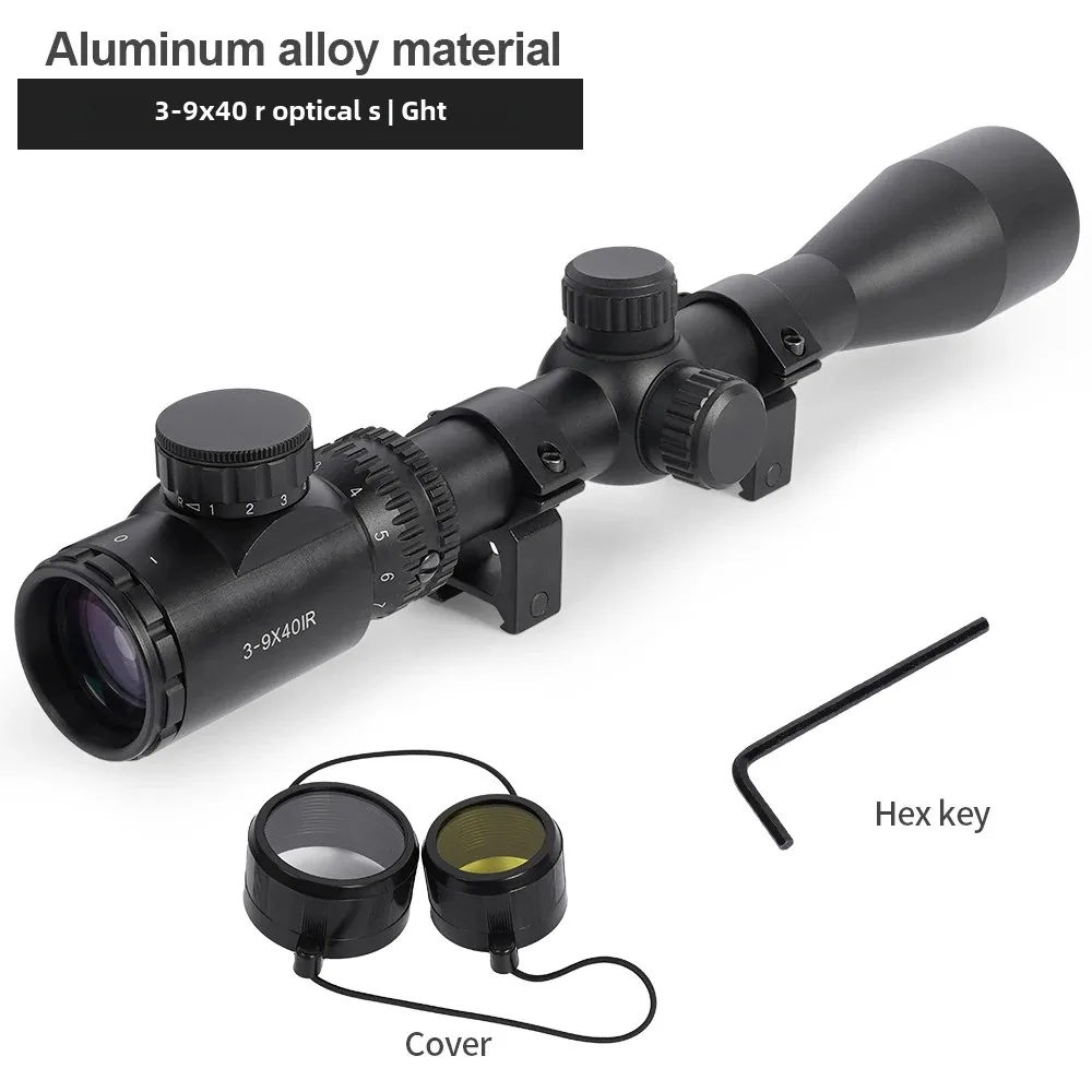 Tactical Long-Range Optical Sight 3-9X40IR Red/Green Dot Laser Combination Adjustable Focal Length for Hunting