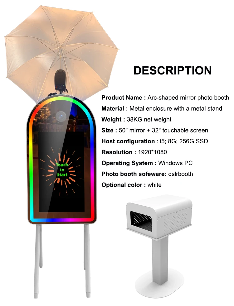 Oval Touch Screen Magic Mirror Photo Booth for Wedding Parties