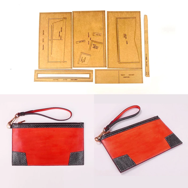 1Set DIY Handmade Leather Goods Clutch Bag No Cut Kraft Paper