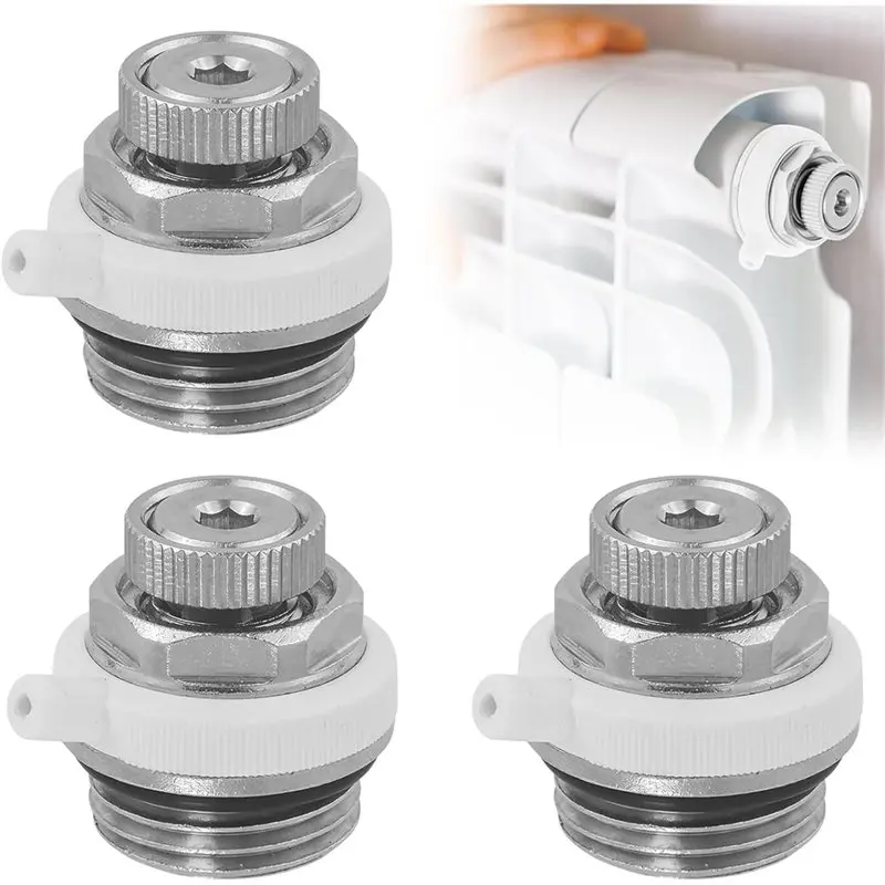 【FITTING】Pack Of 3 Self Bleeding Radiator Valve 1/2 Inch For Heating ...
